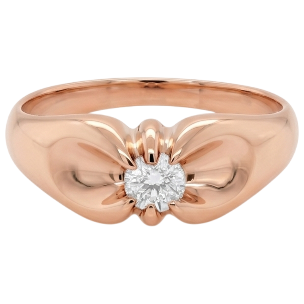 Verlobungsring Echt Aus der Erde Abgebauter Natürlicher Diamant 1 Karat Krallenfassung Gelbgold 14K