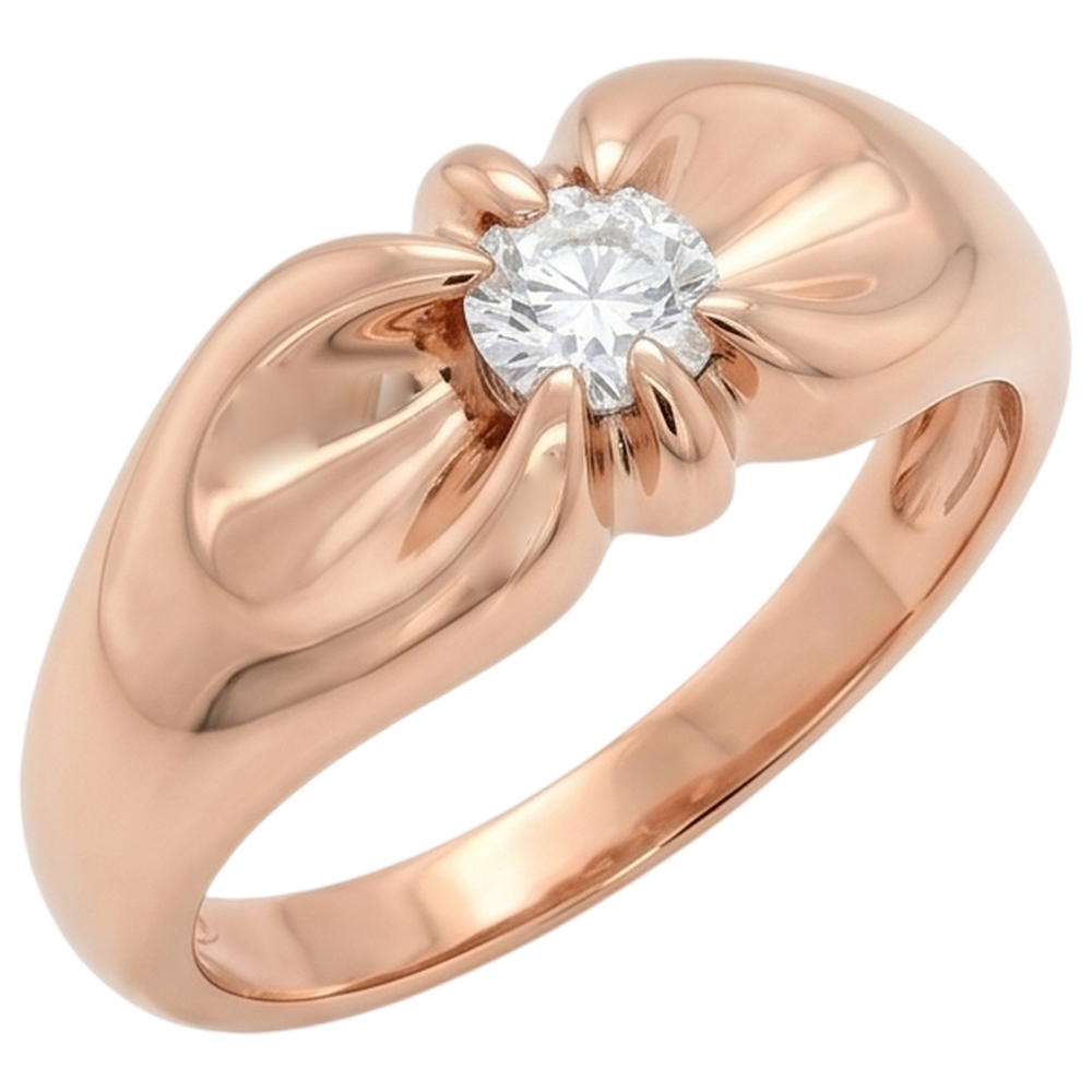 Verlobungsring Echt Aus der Erde Abgebauter Natürlicher Diamant 1 Karat Krallenfassung Gelbgold 14K