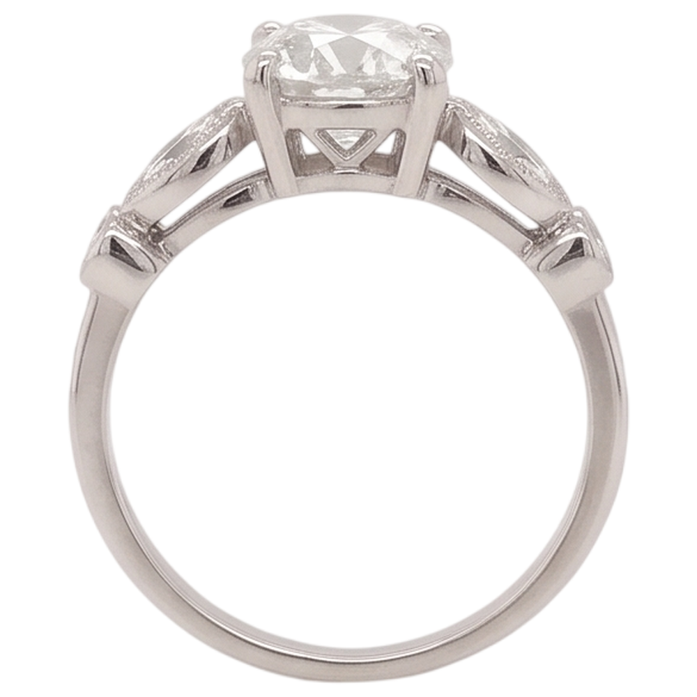 Verlobungsring Echt Aus der Erde Abgebauter Natürlicher Diamant 2,25 Karat akzentuiert rund & Marquise Schliff