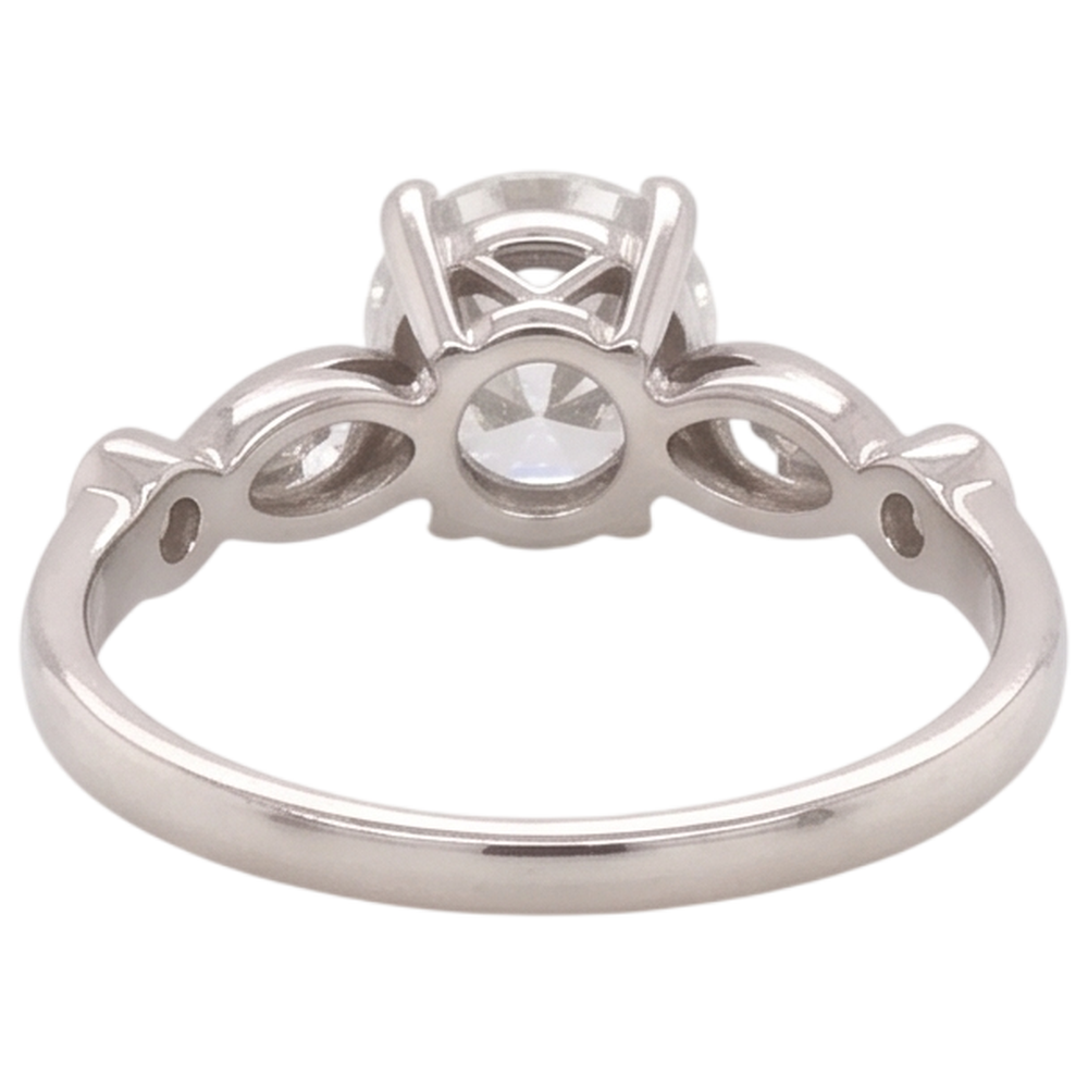 Verlobungsring Echt Aus der Erde Abgebauter Natürlicher Diamant 2,25 Karat akzentuiert rund & Marquise Schliff