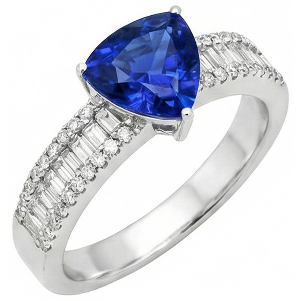 Verlobungsring Edelstein Blauer Saphir & Aus der Erde Abgebauter Natürlicher Diamanten 4 Karat Neu