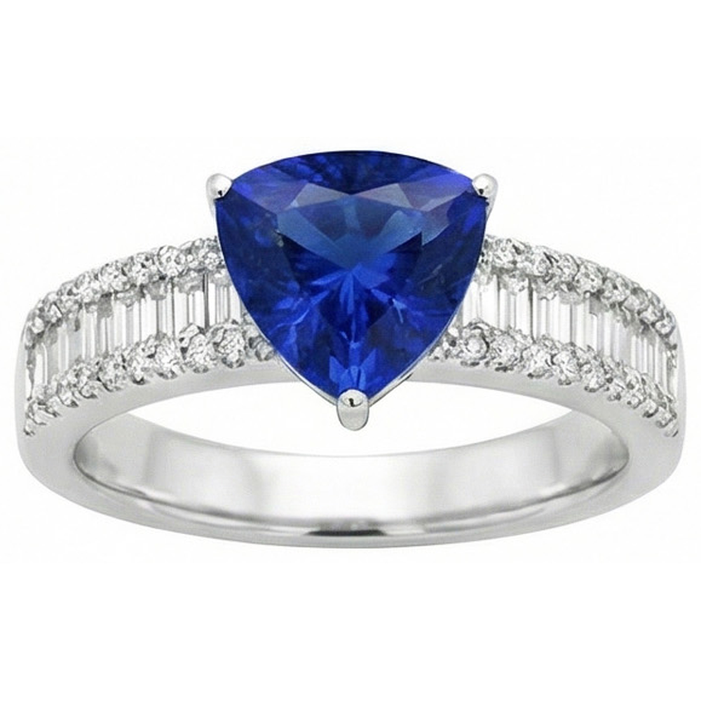 Verlobungsring Edelstein Blauer Saphir & Aus der Erde Abgebauter Natürlicher Diamanten 4 Karat Neu