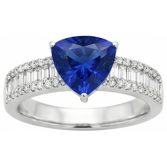 Verlobungsring Edelstein Blauer Saphir & Aus der Erde Abgebauter Natürlicher Diamanten 4 Karat Neu