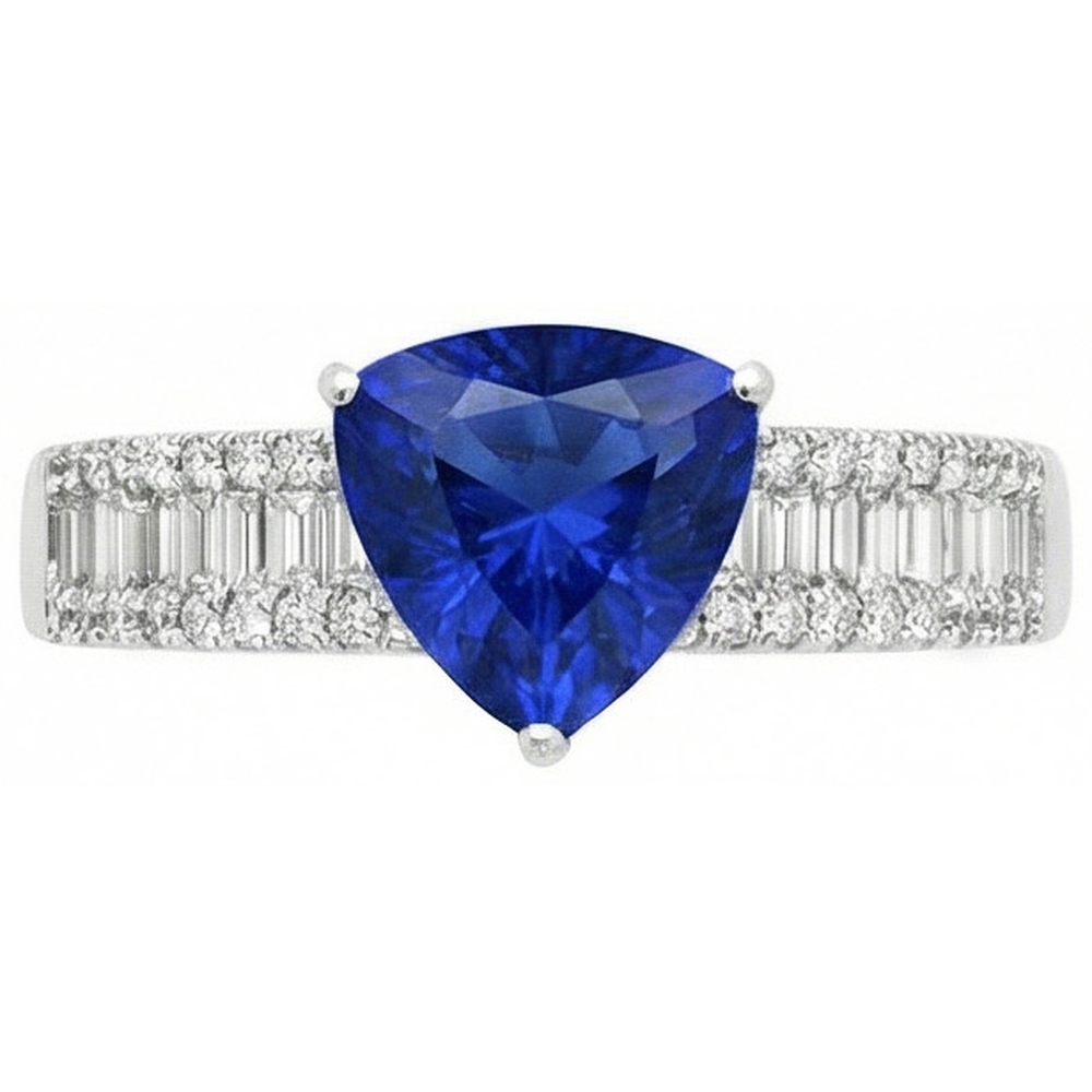 Verlobungsring Edelstein Blauer Saphir & Aus der Erde Abgebauter Natürlicher Diamanten 4 Karat Neu