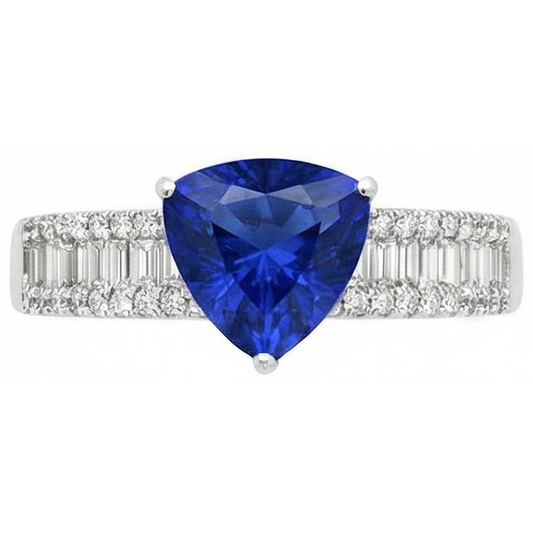 Verlobungsring Edelstein Blauer Saphir & Aus der Erde Abgebauter Natürlicher Diamanten 4 Karat Neu