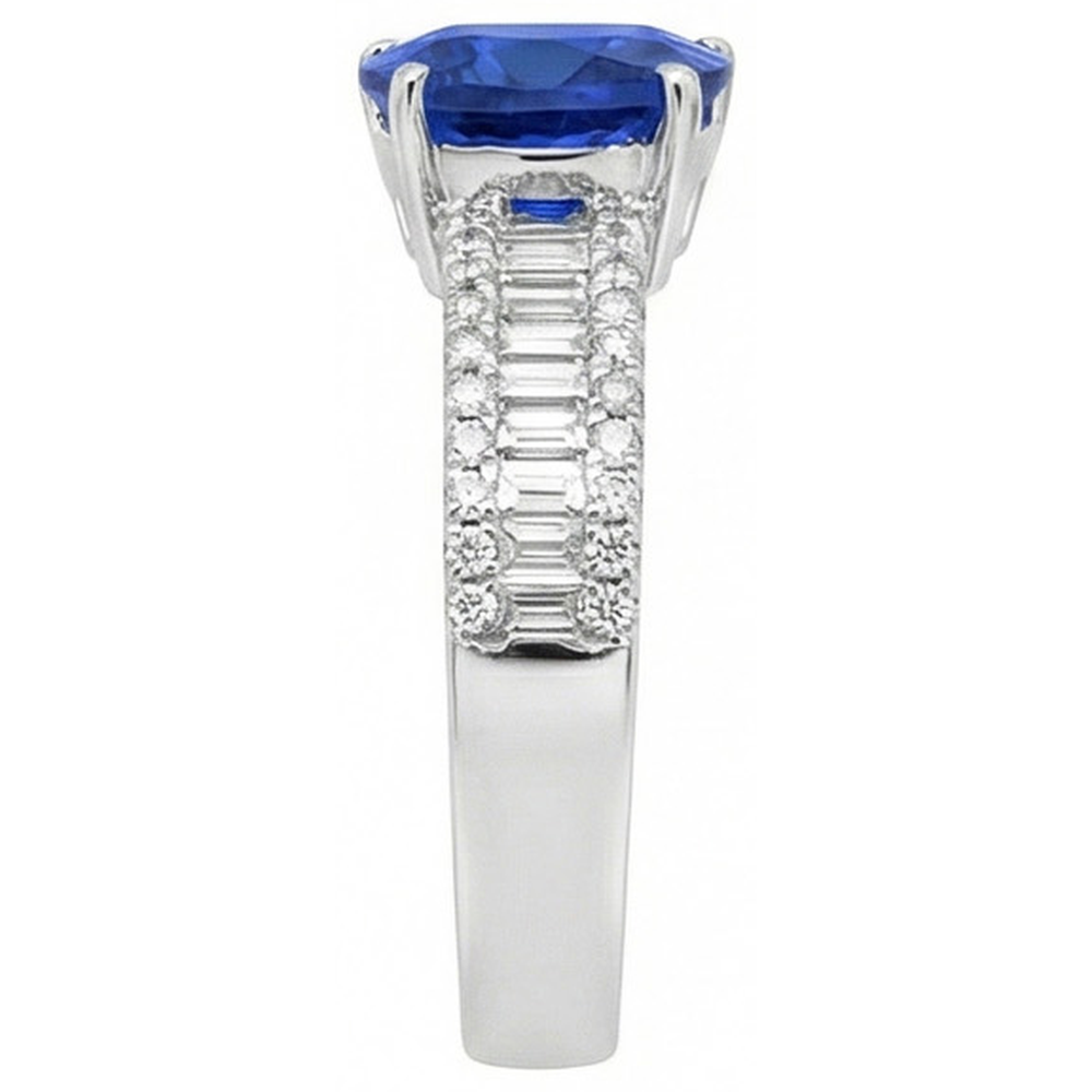Verlobungsring Edelstein Blauer Saphir & Aus der Erde Abgebauter Natürlicher Diamanten 4 Karat Neu