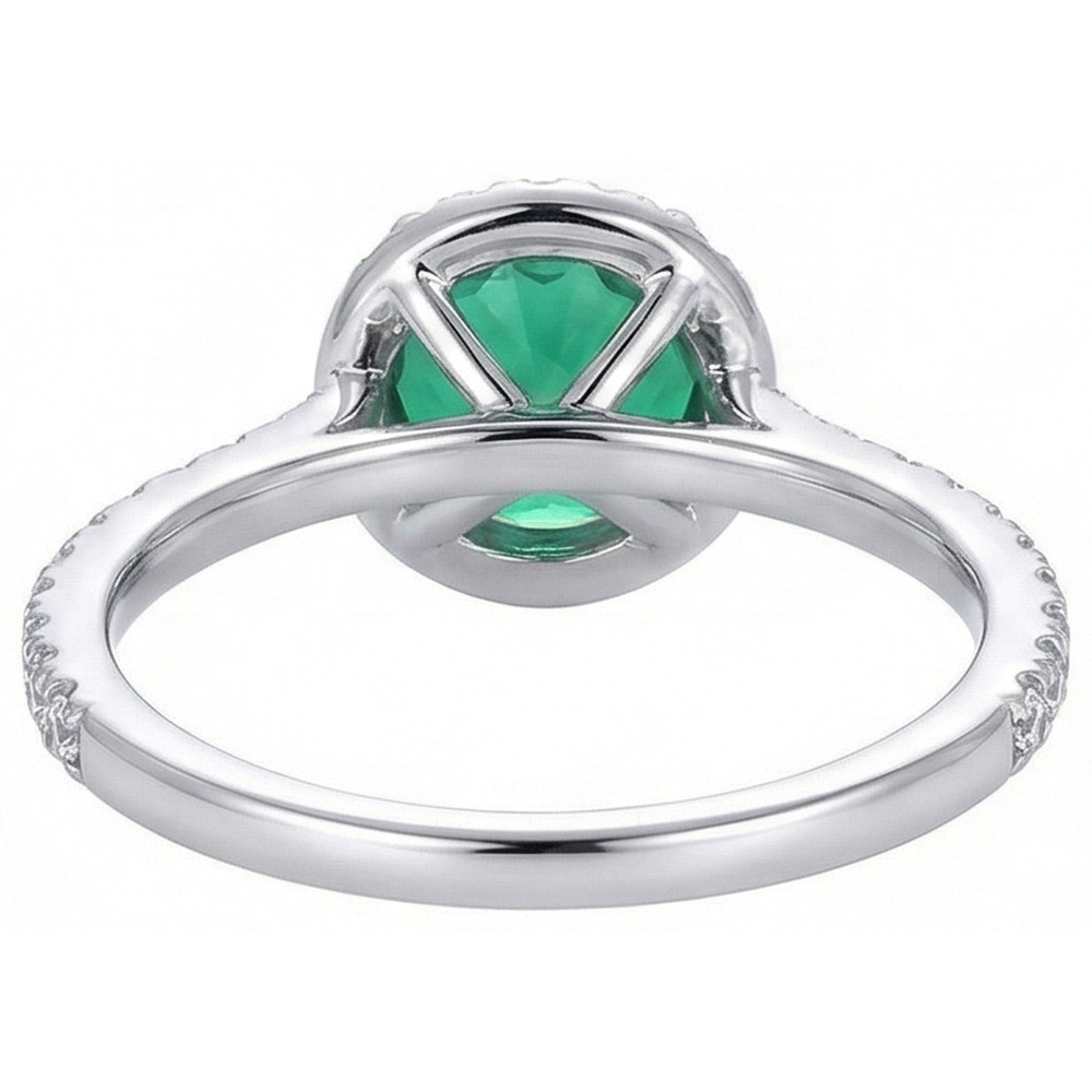 Verlobungsring Grüner Smaragd Aus der Erde Abgebauter Natürlicher Diamant im Rundschliff Weißgold 14K 5 Ct