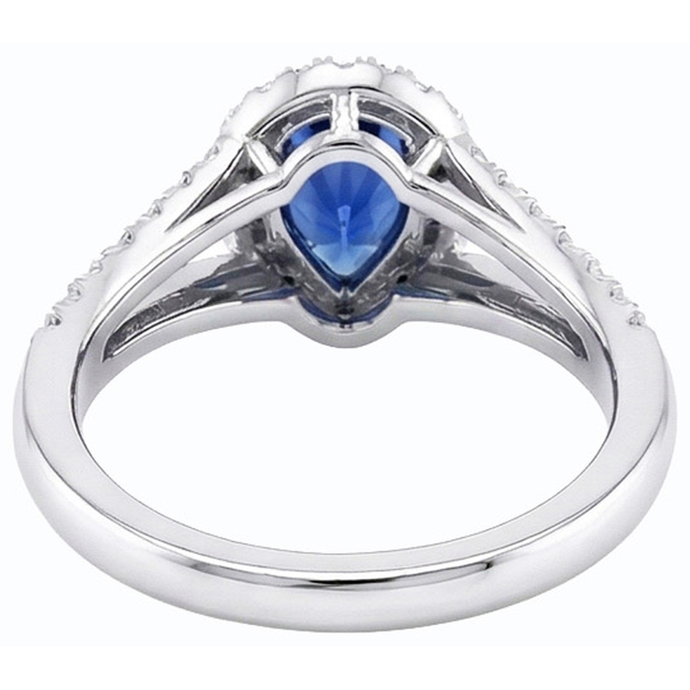 Verlobungsring Halo Blue Saphir Split Shank Natürlicher Diamant ( nicht im Labor gezüchtet )en 3,50 Karat