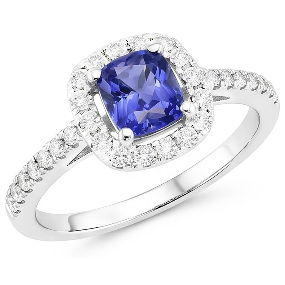 Verlobungsring Halo Kissen Saphir 2,50 Karat Natürlicher Diamant ( nicht im Labor gezüchtet ) 14K Gold