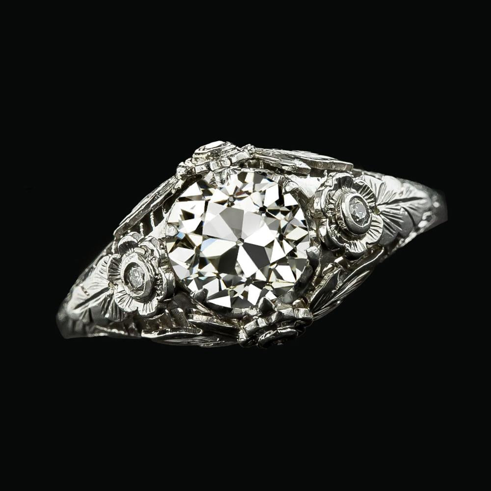 Verlobungsring Jahrgang-Stil Rund Alter Minenschnitt Echt Diamanten 2,25 Karat