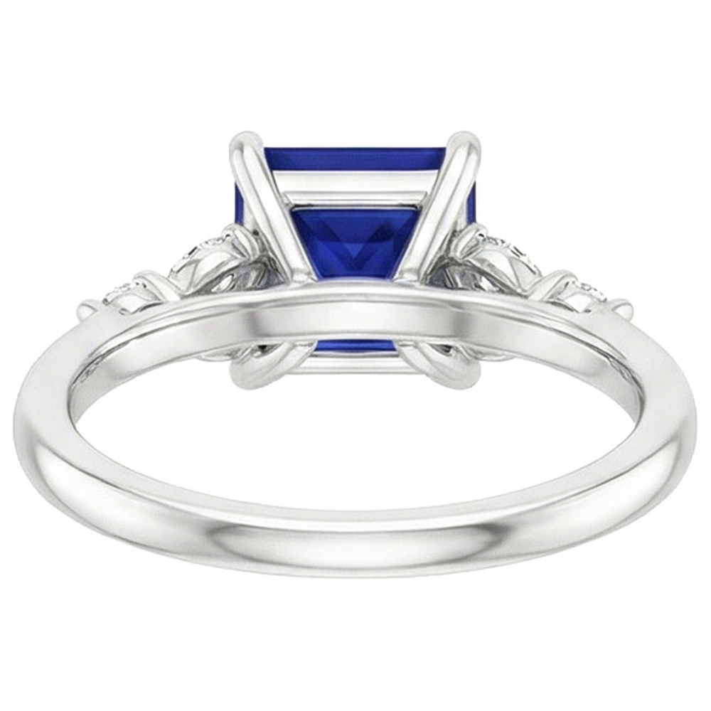 Verlobungsring Princess Cut Ceylon Saphir und Aus der Erde Abgebauter Natürlicher Diamant 5,5 Karat