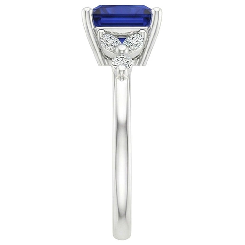 Verlobungsring Princess Cut Ceylon Saphir und Aus der Erde Abgebauter Natürlicher Diamant 5,5 Karat
