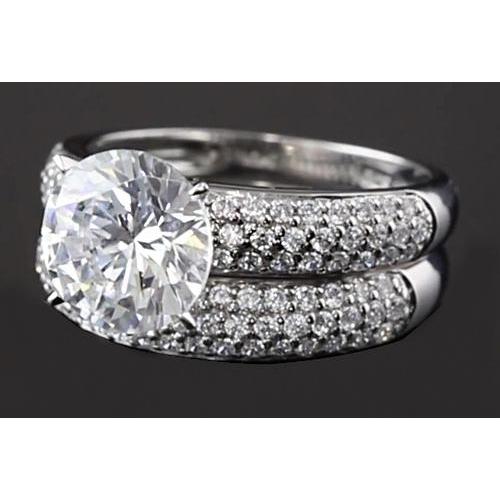 Verlobungsring-Set runder Echt Diamant in Pavéfassung 5 Karat