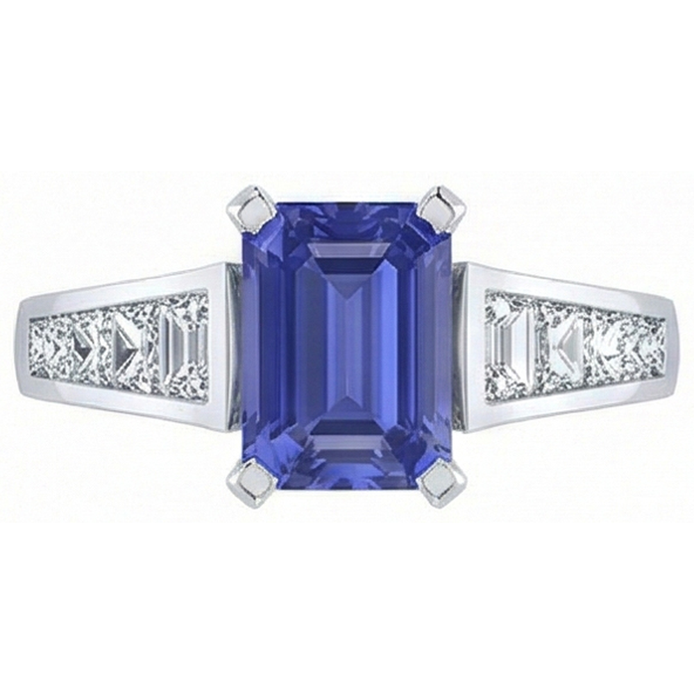 Verlobungsring Smaragd Ceylon Saphir Kanalbesetzt Natürlicher Diamant ( nicht im Labor gezüchtet )en 3 Karat