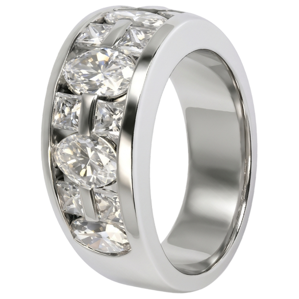 Verlobungsring für Herren im Marquise und Prinzessin Schliff, echtes 14K Weißgold, 5 Karat