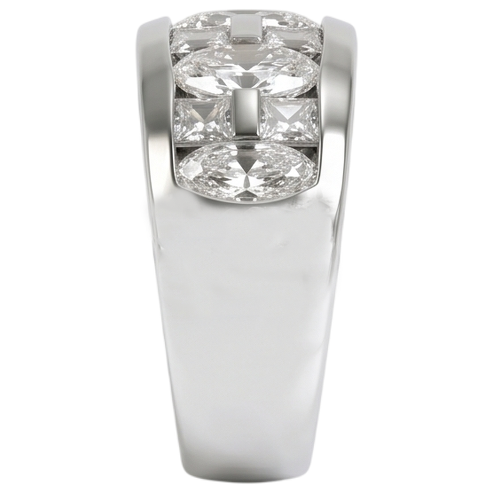 Verlobungsring für Herren im Marquise und Prinzessin Schliff, echtes 14K Weißgold, 5 Karat