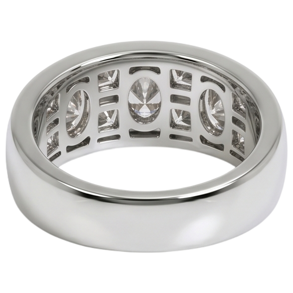 Verlobungsring für Herren im Marquise und Prinzessin Schliff, echtes 14K Weißgold, 5 Karat