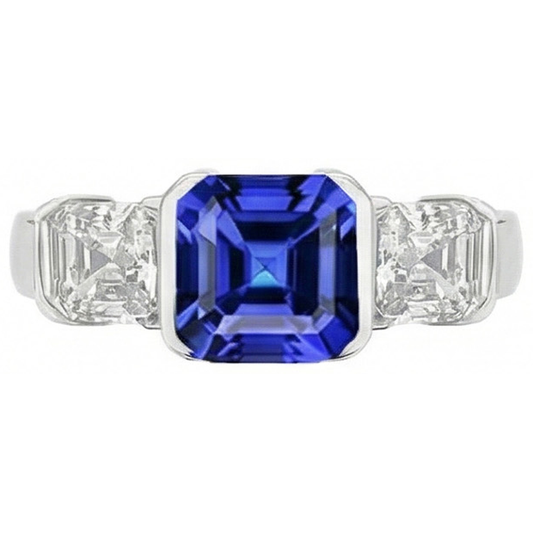 echter asscher diamant 2Karat ring Seitenansicht