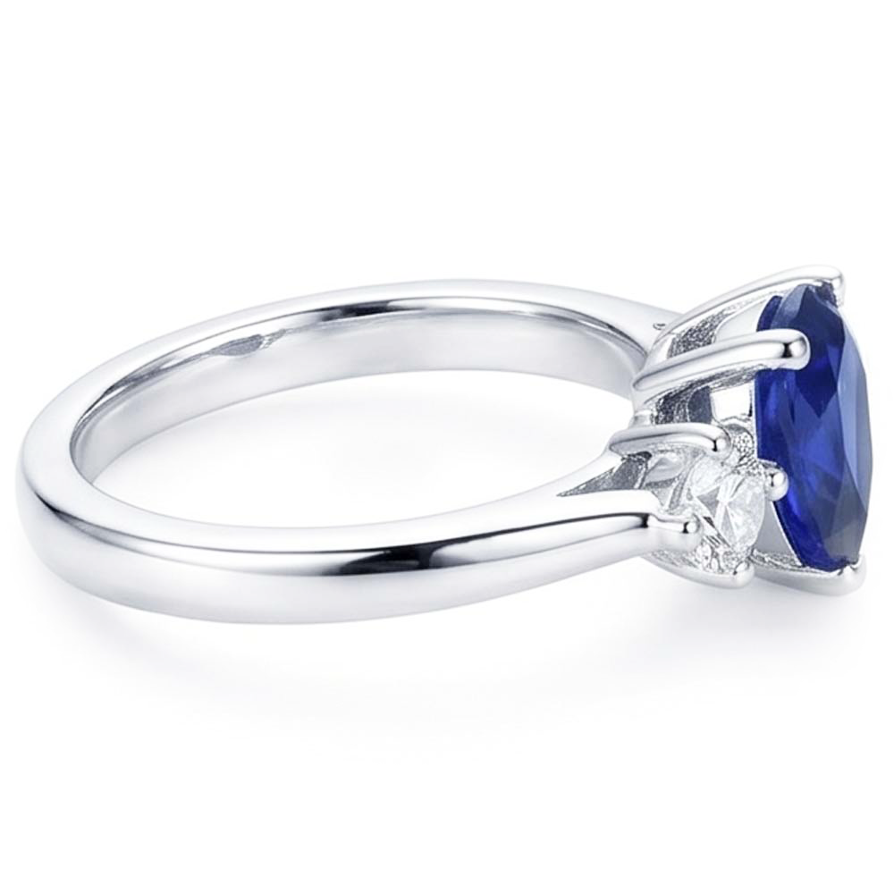Verlobungsring mit 3 Steinen Birne Blauer Saphir & Natürlicher Diamant ( nicht im Labor gezüchtet )en 2.50 Karat