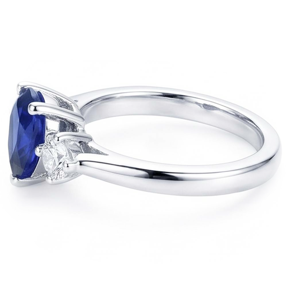 Verlobungsring mit 3 Steinen Birne Blauer Saphir & Natürlicher Diamant ( nicht im Labor gezüchtet )en 2.50 Karat