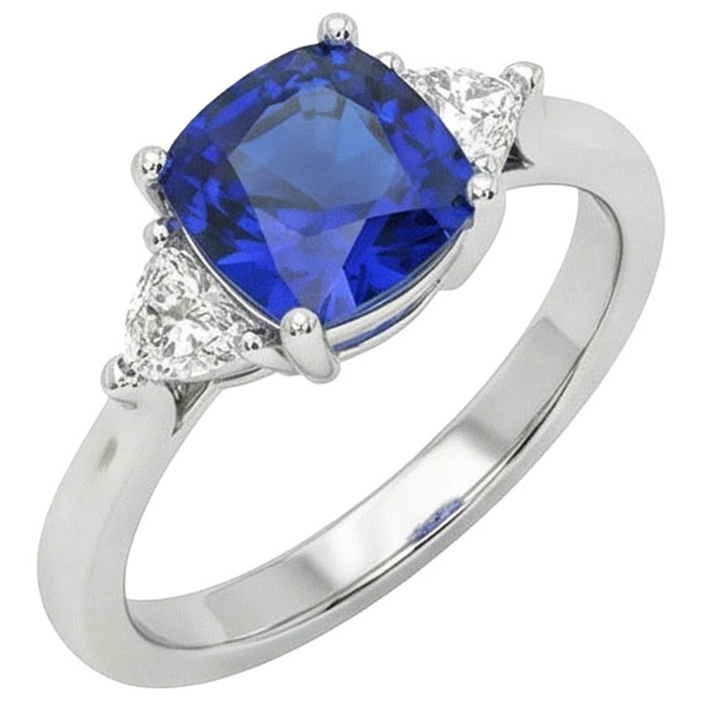 echter cushion diamant 2.75Karat ring Vorderansicht