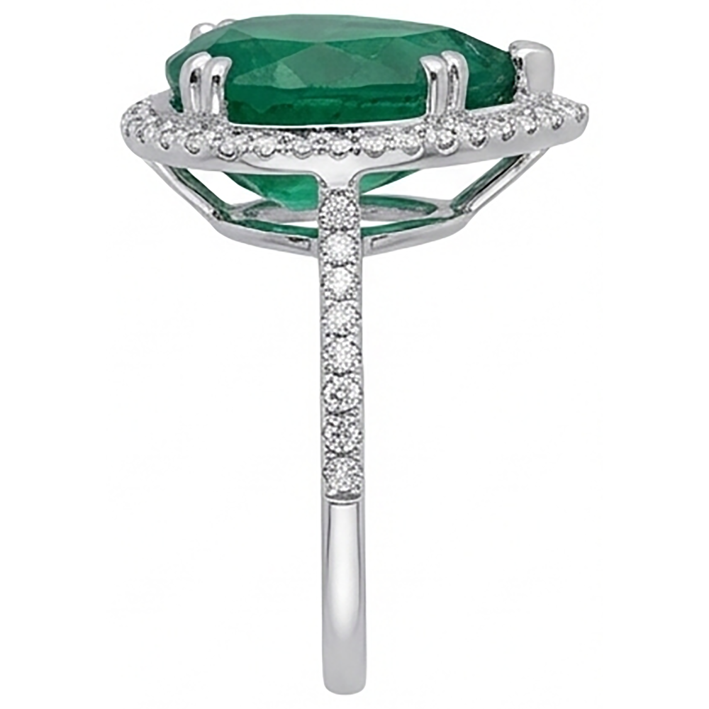 Verlobungsring mit 4,50 ct grüner Smaragd Edelstein und Aus der Erde Abgebauter Natürlicher Diamant