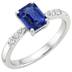 Verlobungsring mit Akzenten Ceylon Saphir & Aus der Erde Abgebauter Natürlicher Diamant 3,50 Karat