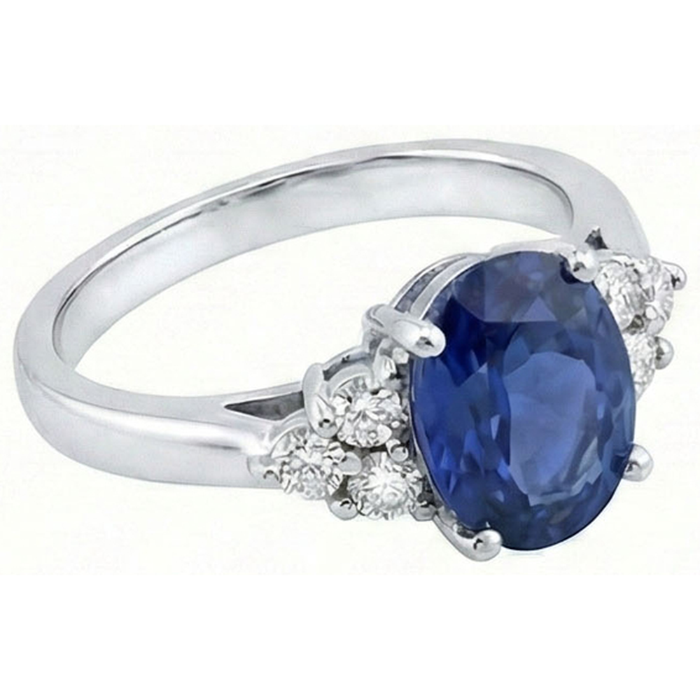 echter oval saphir 3.40Karat ring Draufsicht