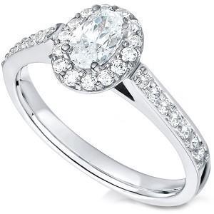 Verlobungsring mit Echt Diamanten im ovalen und runden Schliff von 3.25 ct Weißgold 14K