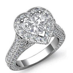 Verlobungsring mit Herz und rundem Echt Diamanten 6,45 Ct Halo Schmuck