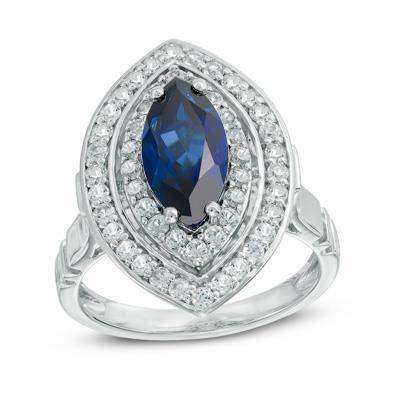 Verlobungsring mit Saphir im Marquise-Schliff, 3 Ct