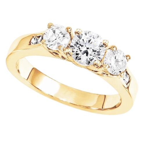 Verlobungsring mit drei Steinen und Echt Diamanten 2.80 Karat Gelbgold Neu