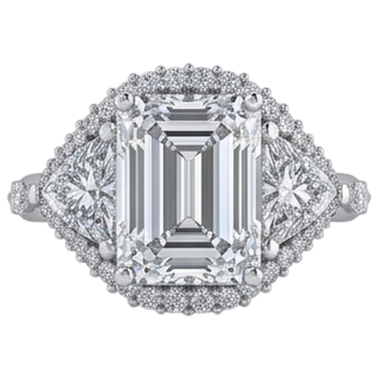 Verlobungsring mit echtem Emerald Billion Aus der Erde Abgebauter Natürlicher Diamant im Brillantschliff von 3,95 Karat