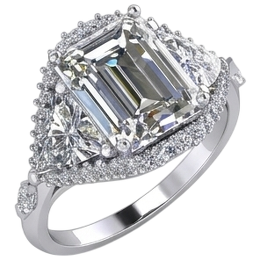 Verlobungsring mit echtem Emerald Billion Aus der Erde Abgebauter Natürlicher Diamant im Brillantschliff von 3,95 Karat