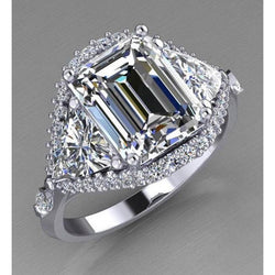 Verlobungsring mit echtem Emerald Billion Diamant im Brillantschliff von 3,95 Karat