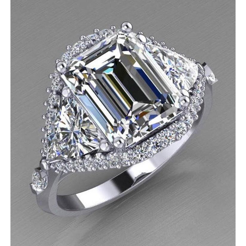 Smaragd Trillion Diamant Verlobungsring 3,95 Karat Brillantschliff - harrychadent.de
