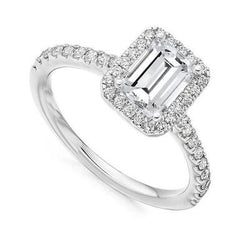 Verlobungsring mit echtem Smaragd-Halo-Diamant im Rundschliff, 4,75 ct