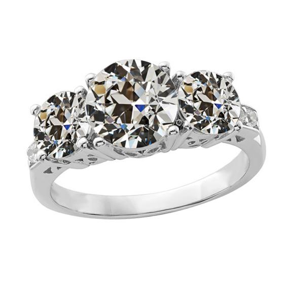 Verlobungsring runder alter europäischer Echt Diamantkorb Satz 6 Karat