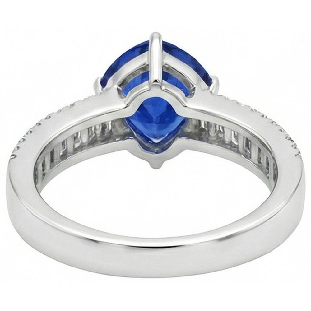 Verlobungsring Edelstein Blauer Saphir & Aus der Erde Abgebauter Natürlicher Diamanten 4 Karat Neu