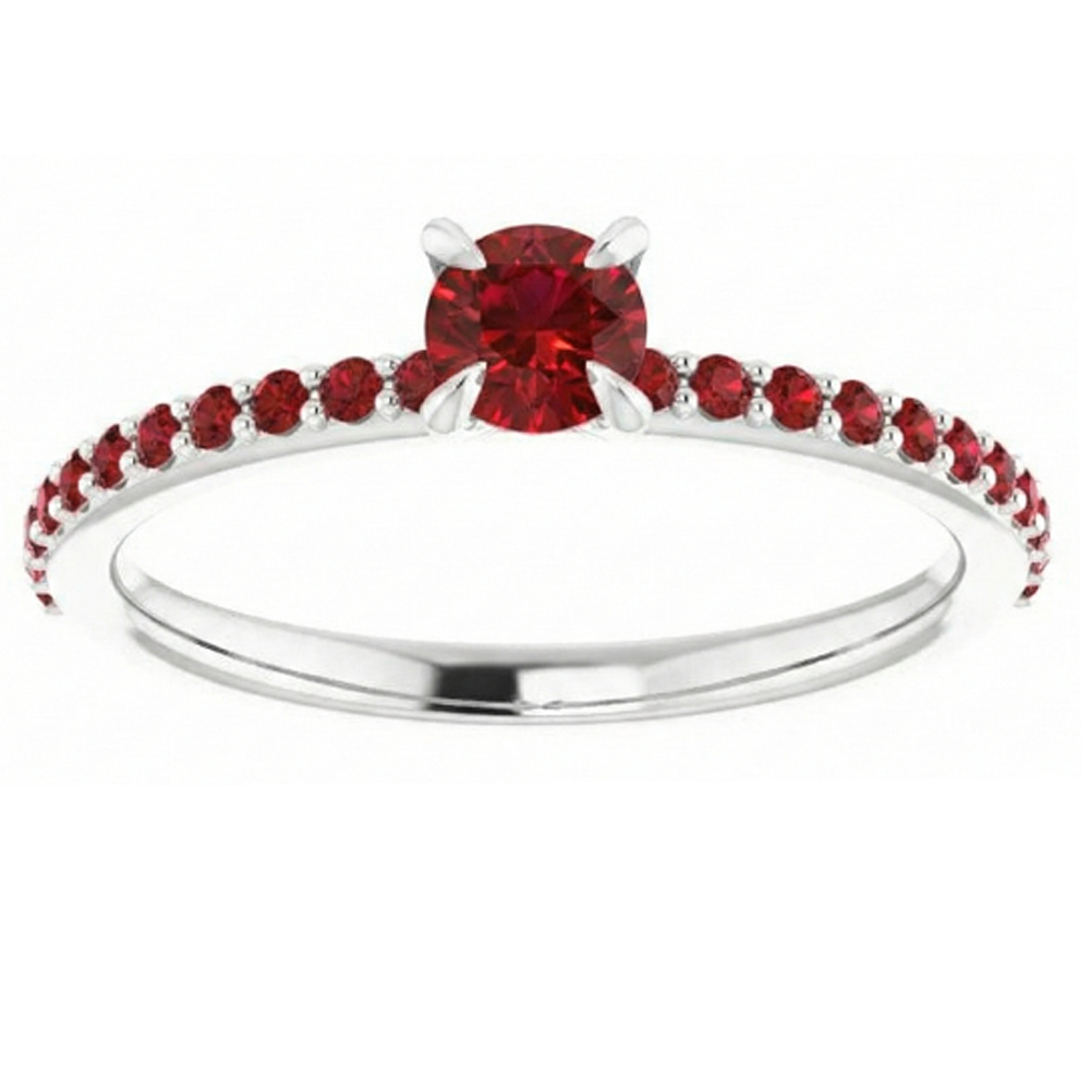 echter round rubin 0.95Karat ring Vorderansicht