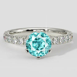 Verlobungsring mit Paraiba-Turmalin und Diamant, 2 Karat