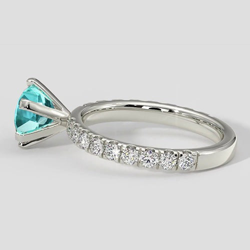 Verlobungsring mit Paraiba-Turmalin und Diamant, 2 Karat