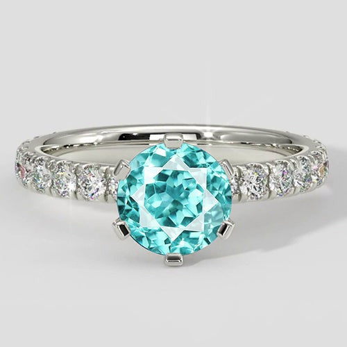 Verlobungsring mit Paraiba-Turmalin und Diamant, 2 Karat