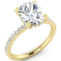 Versteckt Halo Ring Mit Oval Pave Echt Diamant