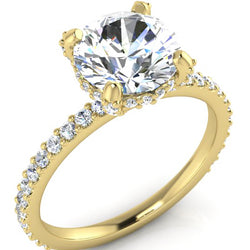 Versteckt Halo Ring Mit Rund Pave Echt Diamant