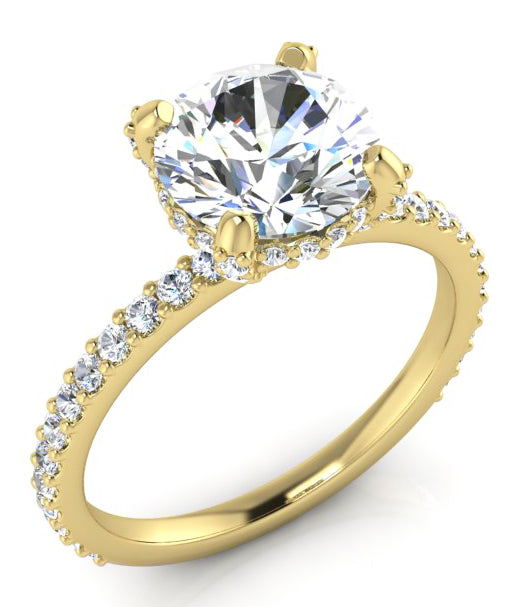 Versteckt Halo Ring Mit Rund Pave Echt Diamant