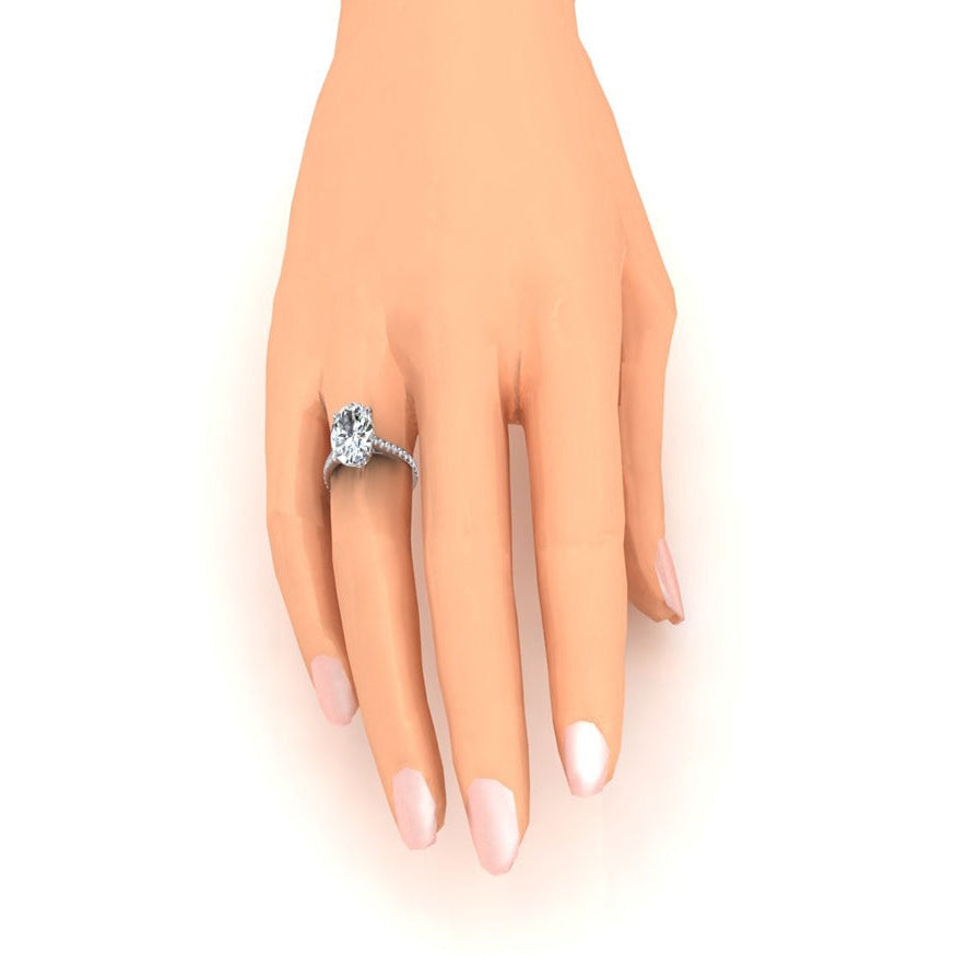 Versteckter Halo-Oval-Diamant-Verlobungsring mit Akzenten von 5.50 Karat