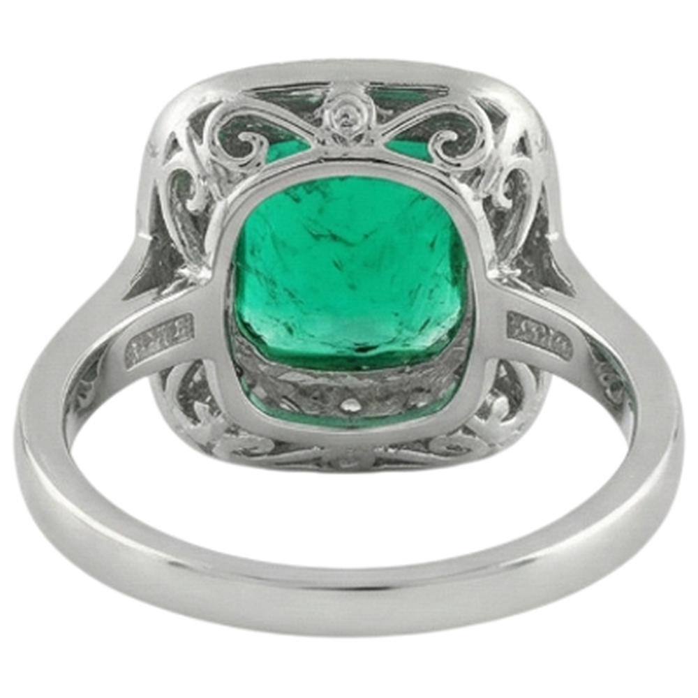 Edelstein-Ring Bicolor 14K Gold mit Kolumbianischer Smaragd – Detailansicht