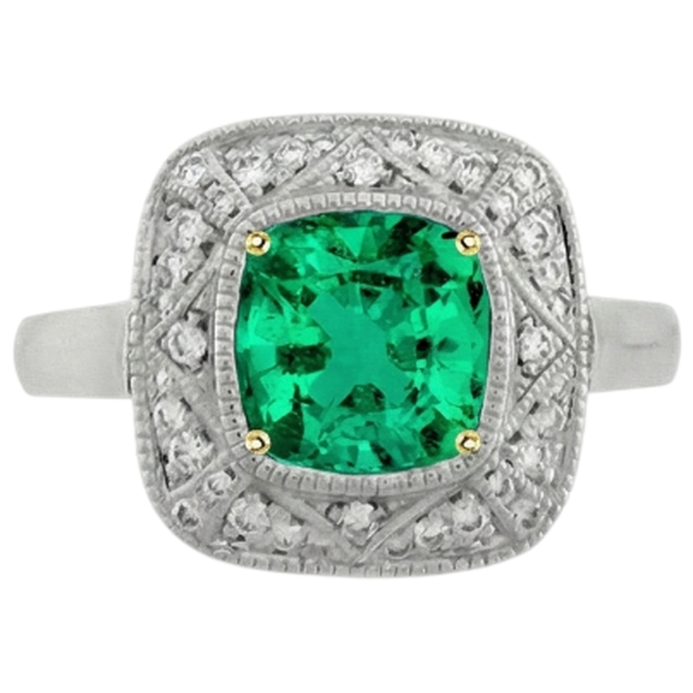 Designer Kolumbianischer Smaragd Edelstein-Ring 3 Karat – Profilansicht
