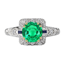 Edler Smaragd im Rund-Brillant Edelstein-Ring 3 Karat